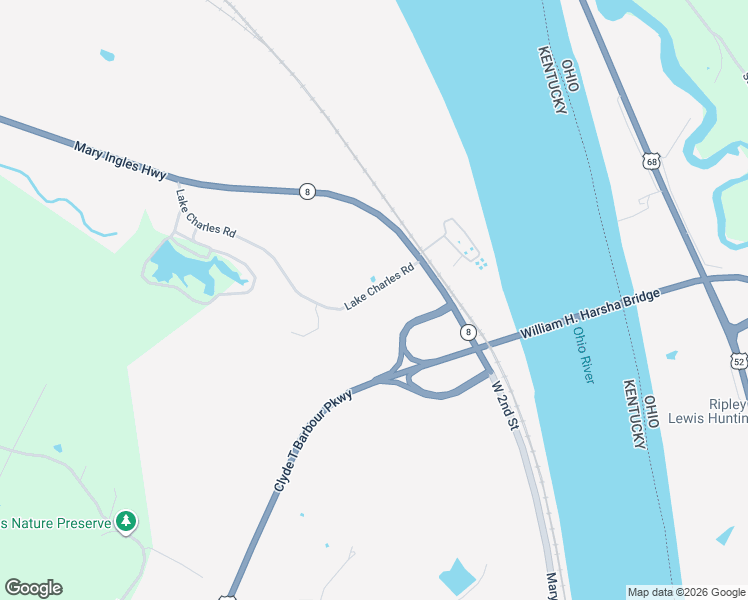 map of restaurants, bars, coffee shops, grocery stores, and more near 208 Lake Charles Road in Maysville