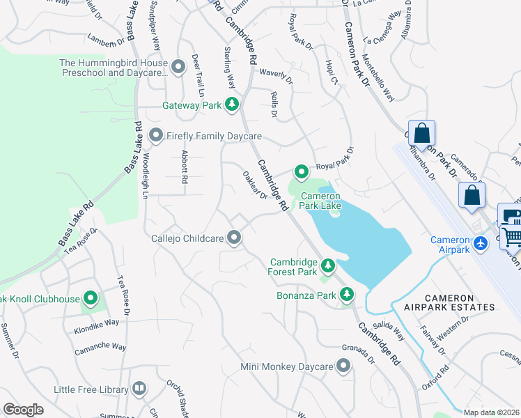 map of restaurants, bars, coffee shops, grocery stores, and more near 3247 Sandhurst Court in Cameron Park
