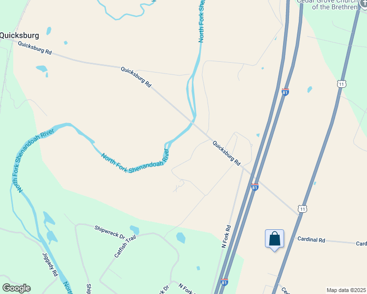 map of restaurants, bars, coffee shops, grocery stores, and more near Quicksburg Road in New Market