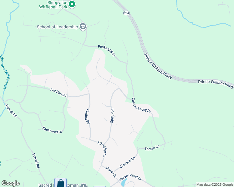 map of restaurants, bars, coffee shops, grocery stores, and more near 12543 Spiller Lane in Manassas