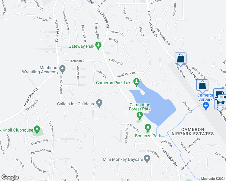 map of restaurants, bars, coffee shops, grocery stores, and more near 2753 Sandhurst Drive in Cameron Park