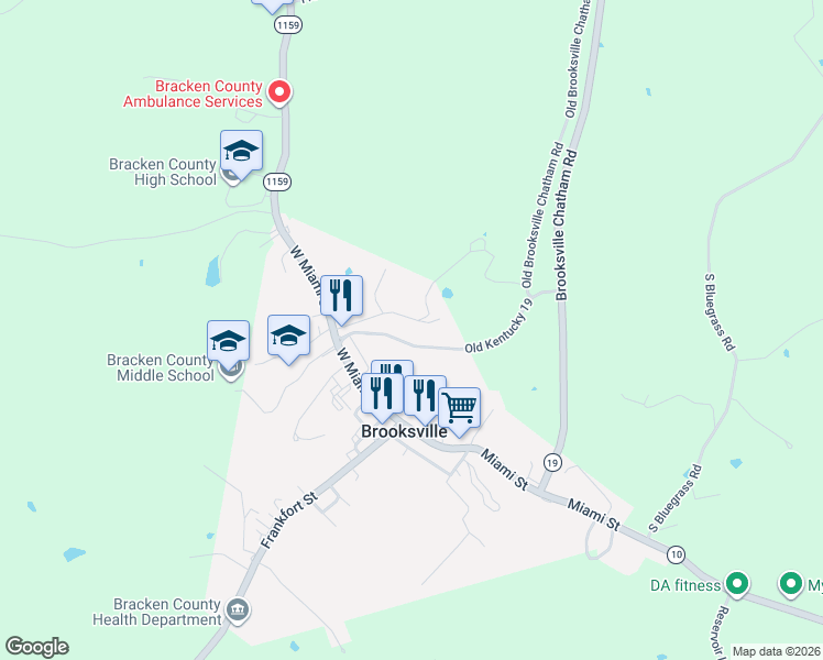 map of restaurants, bars, coffee shops, grocery stores, and more near 213 Elizabeth Street in Brooksville