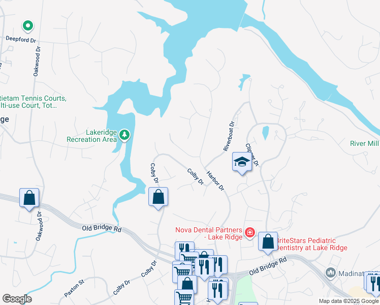 map of restaurants, bars, coffee shops, grocery stores, and more near 2254 Spinnaker Court in Woodbridge
