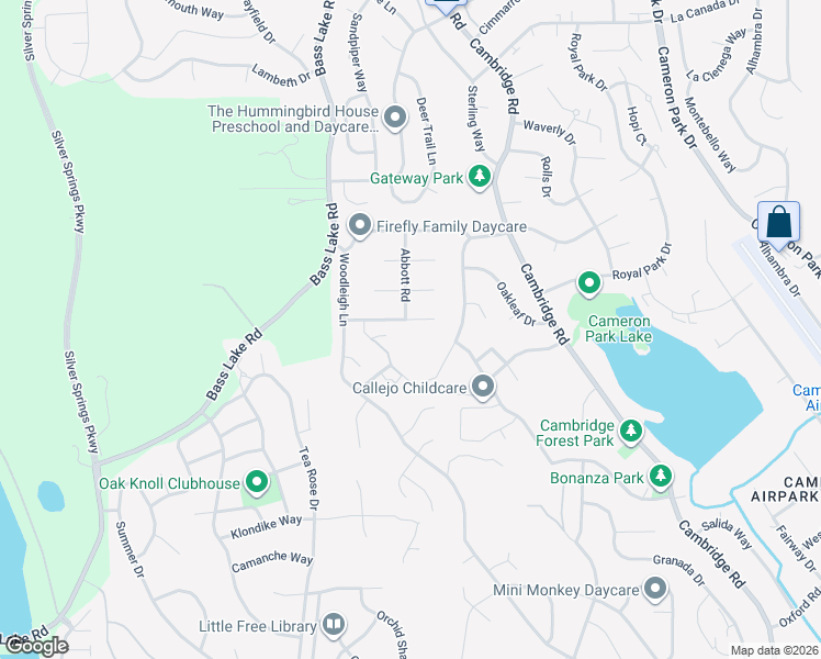 map of restaurants, bars, coffee shops, grocery stores, and more near 2658 Crane Way in Cameron Park