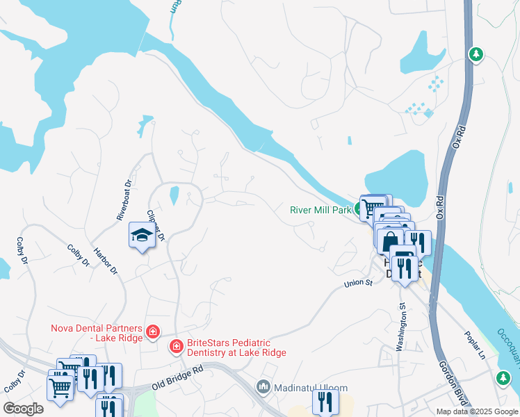 map of restaurants, bars, coffee shops, grocery stores, and more near 1859 Faversham Way in Woodbridge