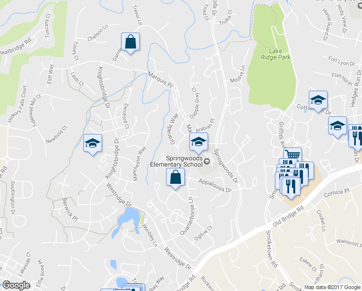 map of restaurants, bars, coffee shops, grocery stores, and more near 12289 Arabian Place in Woodbridge