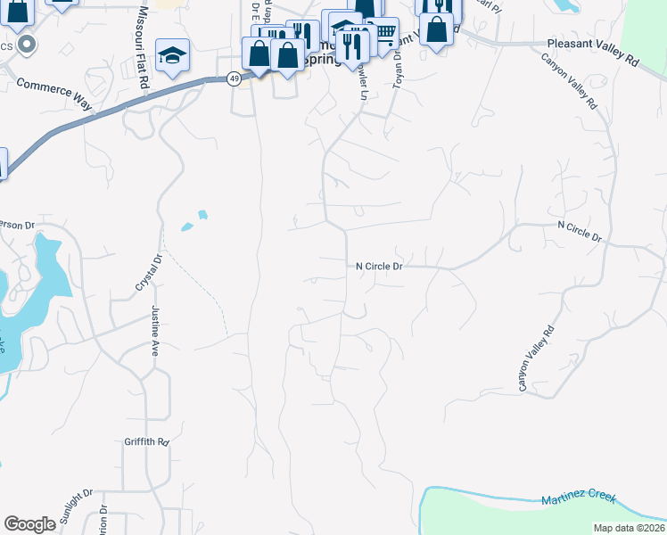 map of restaurants, bars, coffee shops, grocery stores, and more near in Diamond Springs