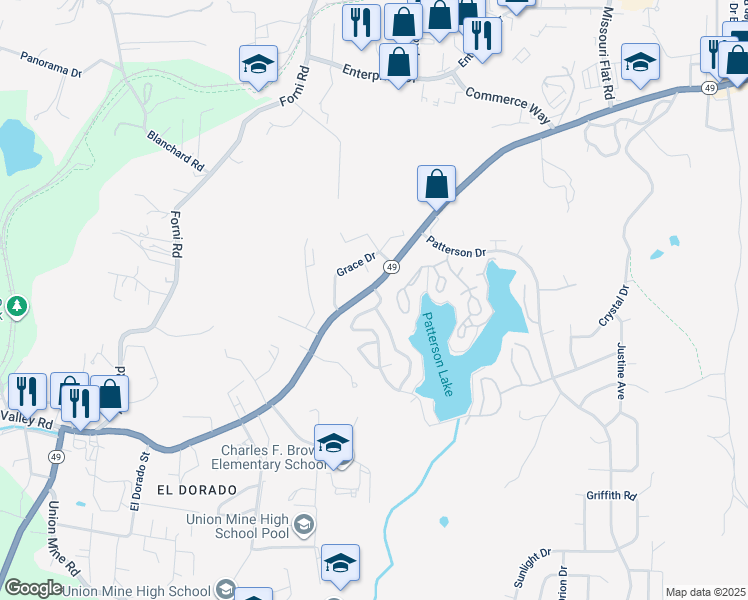 map of restaurants, bars, coffee shops, grocery stores, and more near 4420 Pleasant Valley Road in Diamond Springs