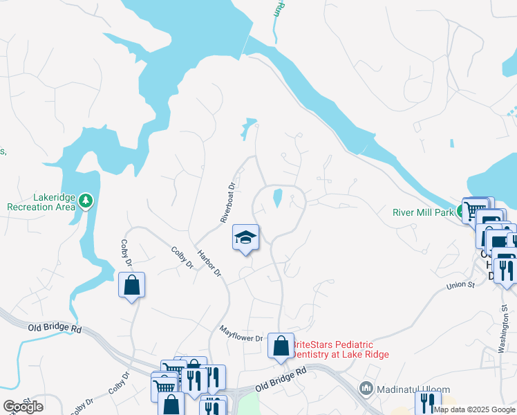 map of restaurants, bars, coffee shops, grocery stores, and more near 2098 Steeple Place in Lake Ridge