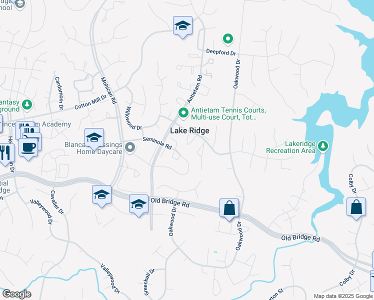 map of restaurants, bars, coffee shops, grocery stores, and more near 2929 Lexington Court in Woodbridge