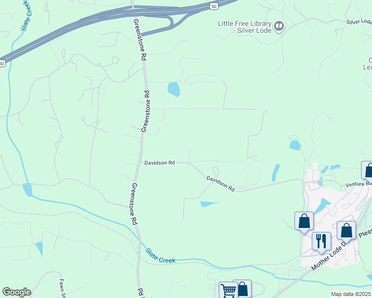 map of restaurants, bars, coffee shops, grocery stores, and more near 5227 Greathouse Lane in Placerville