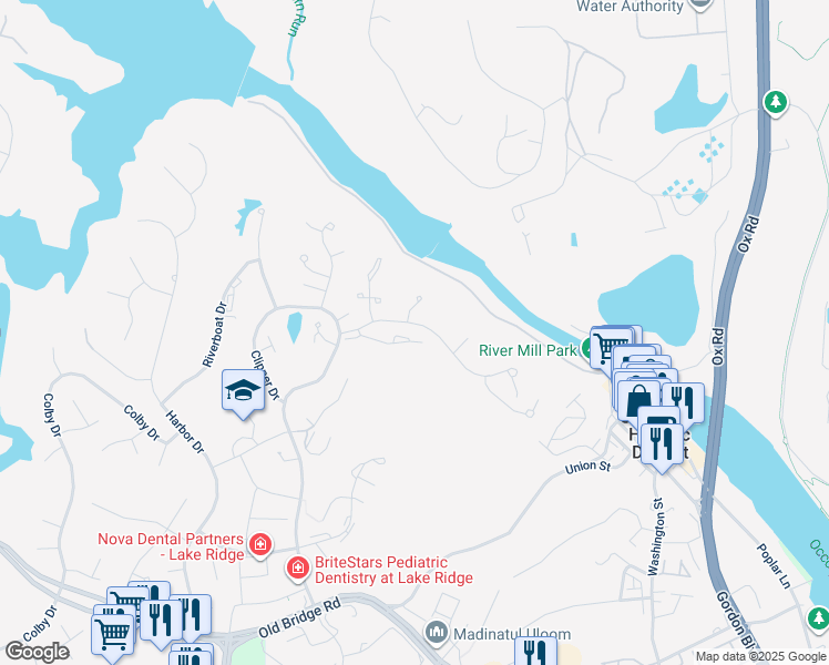 map of restaurants, bars, coffee shops, grocery stores, and more near 12341 Macrina Court in Woodbridge