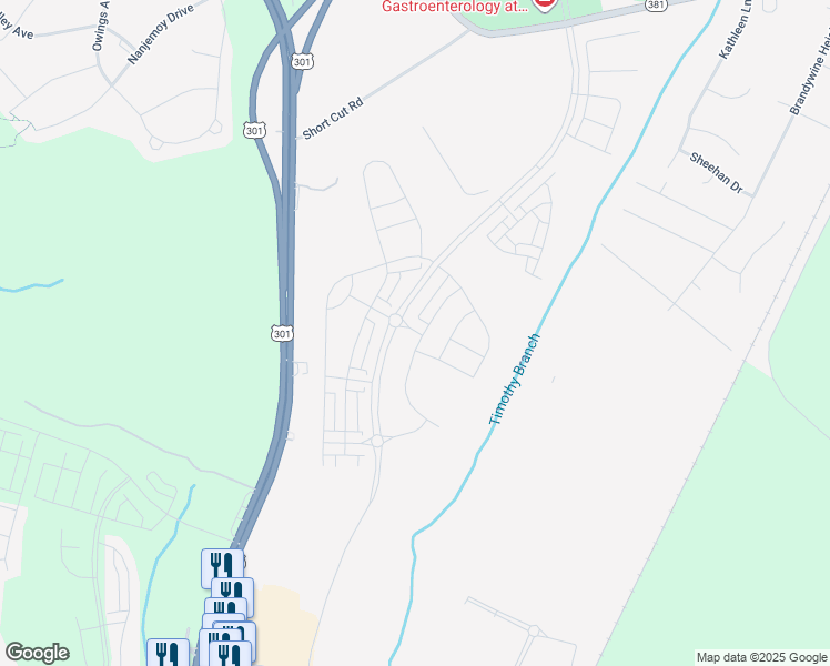 map of restaurants, bars, coffee shops, grocery stores, and more near 14708 Crain Highway in Brandywine