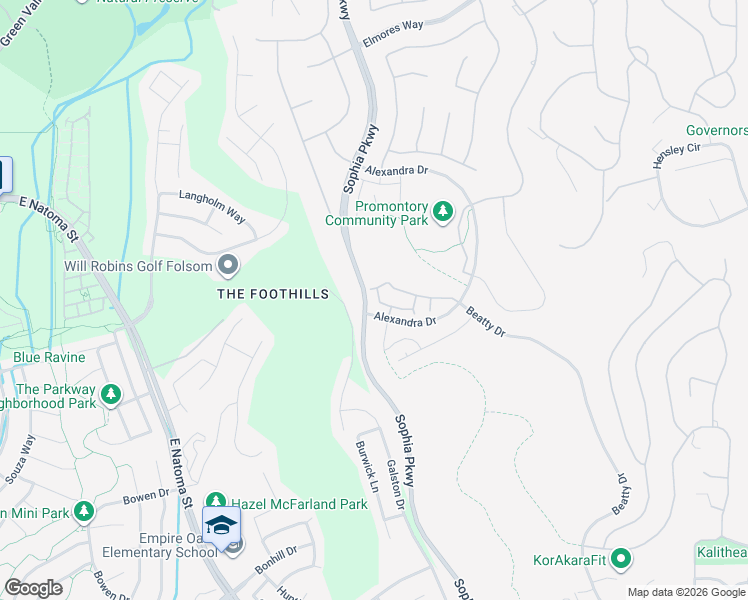 map of restaurants, bars, coffee shops, grocery stores, and more near 7238 Santorini Way in El Dorado Hills
