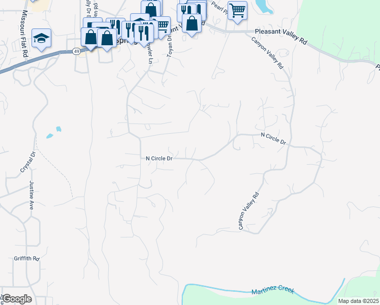 map of restaurants, bars, coffee shops, grocery stores, and more near in Diamond Springs