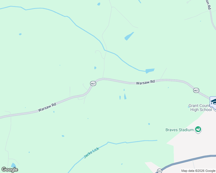 map of restaurants, bars, coffee shops, grocery stores, and more near 1720 Warsaw Road in Dry Ridge