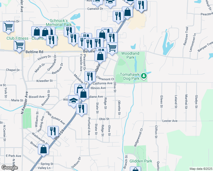 map of restaurants, bars, coffee shops, grocery stores, and more near 808 Illinois Avenue in Collinsville