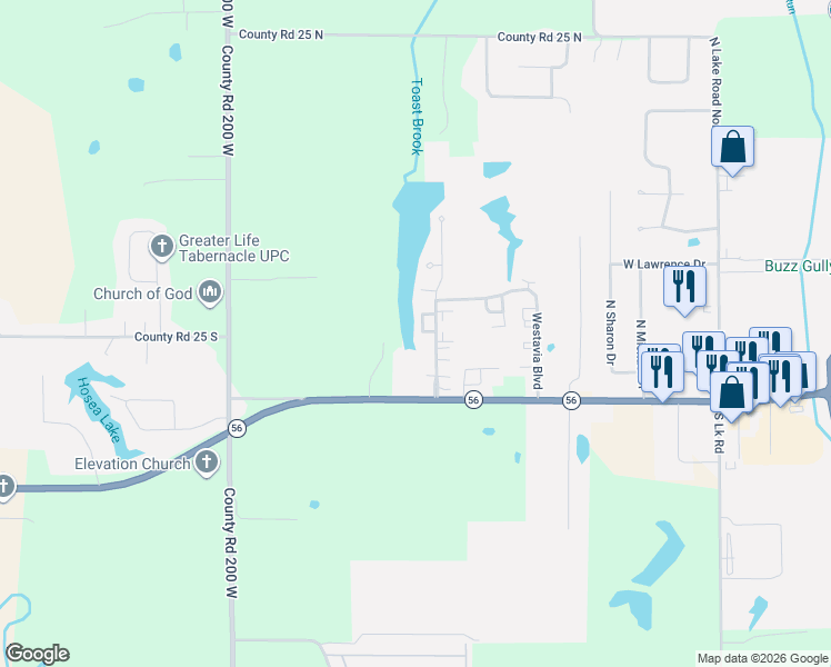 map of restaurants, bars, coffee shops, grocery stores, and more near 130 Willow Shore Drive in Scottsburg