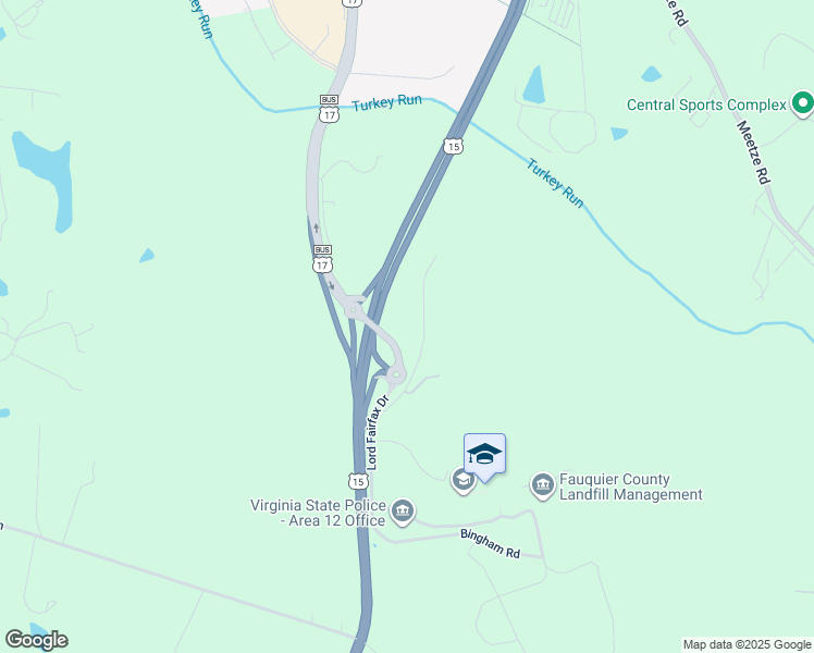 map of restaurants, bars, coffee shops, grocery stores, and more near 8506 Turkey Run Drive in Warrenton