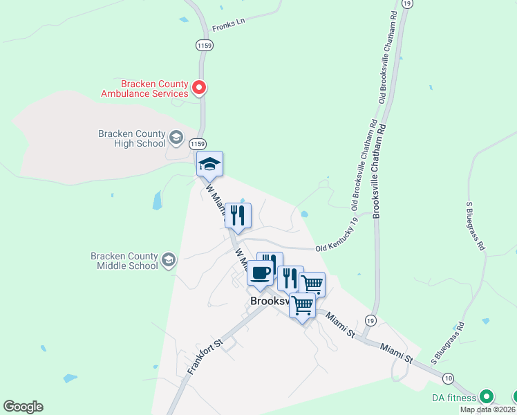 map of restaurants, bars, coffee shops, grocery stores, and more near 110 Elizabeth Street in Brooksville