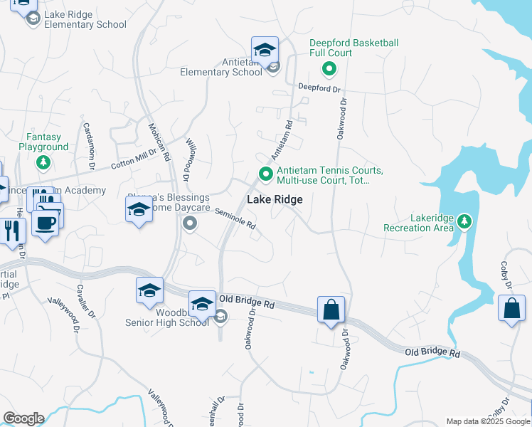 map of restaurants, bars, coffee shops, grocery stores, and more near 2949 Lexington Court in Woodbridge