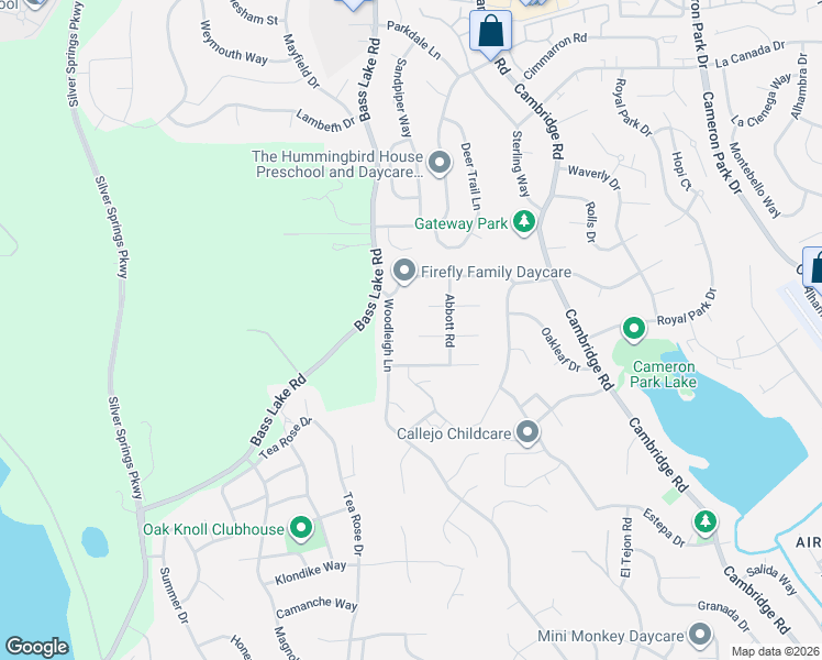 map of restaurants, bars, coffee shops, grocery stores, and more near 2765 Woodleigh Lane in Cameron Park