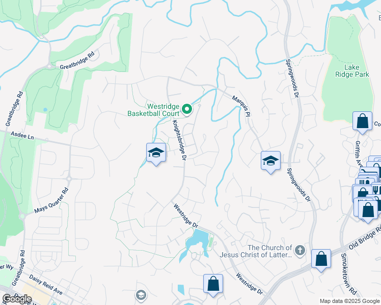 map of restaurants, bars, coffee shops, grocery stores, and more near 12198 Derriford Court in Woodbridge