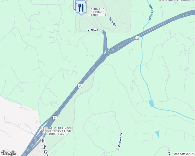 map of restaurants, bars, coffee shops, grocery stores, and more near 5001 Grandview Court in Shingle Springs