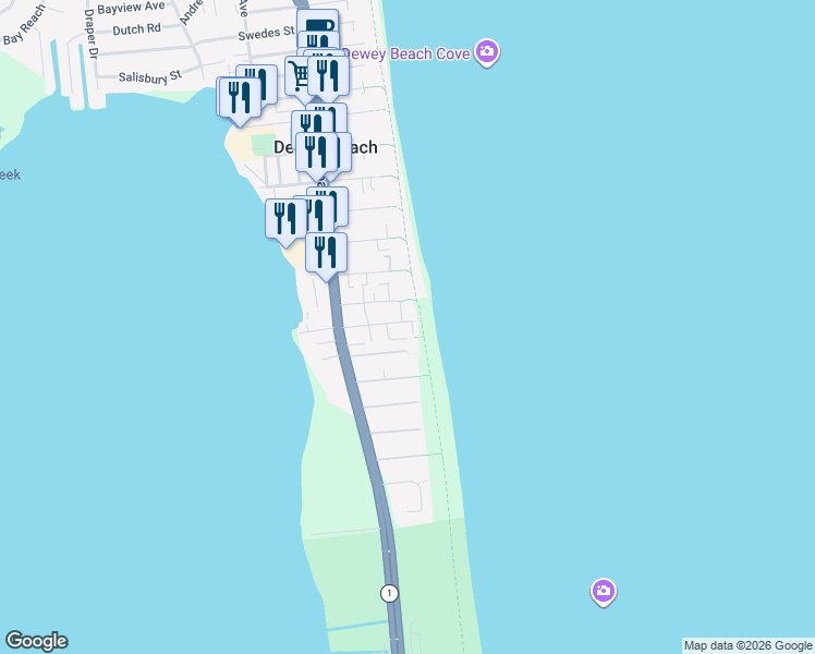 map of restaurants, bars, coffee shops, grocery stores, and more near 4 Beach Avenue in Rehoboth Beach
