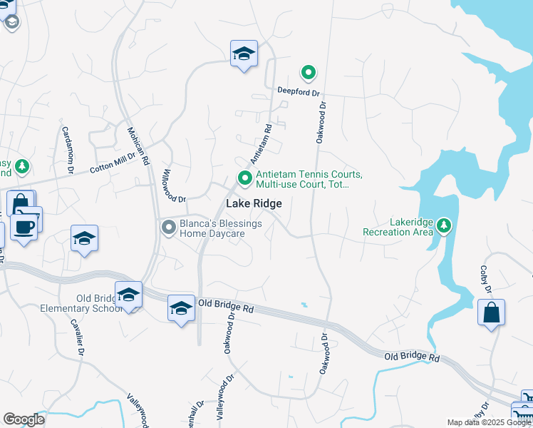 map of restaurants, bars, coffee shops, grocery stores, and more near 2901 Lexington Court in Woodbridge