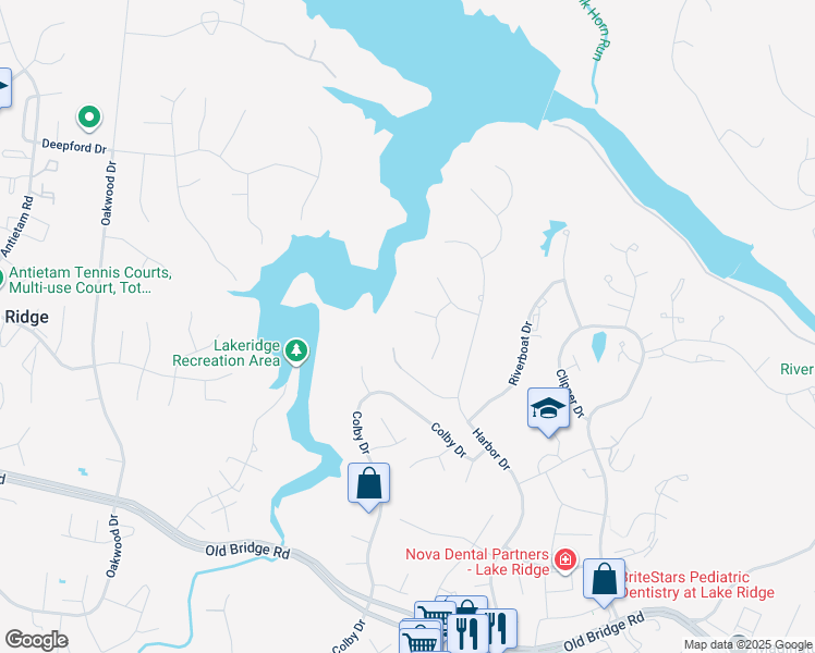 map of restaurants, bars, coffee shops, grocery stores, and more near 2297 Ensign Court in Woodbridge