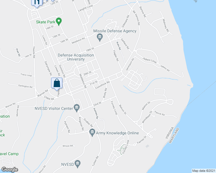 map of restaurants, bars, coffee shops, grocery stores, and more near 2468 Belvoir Drive in Fort Belvoir