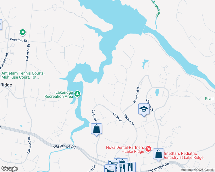 map of restaurants, bars, coffee shops, grocery stores, and more near 2297 Ensign Court in Woodbridge