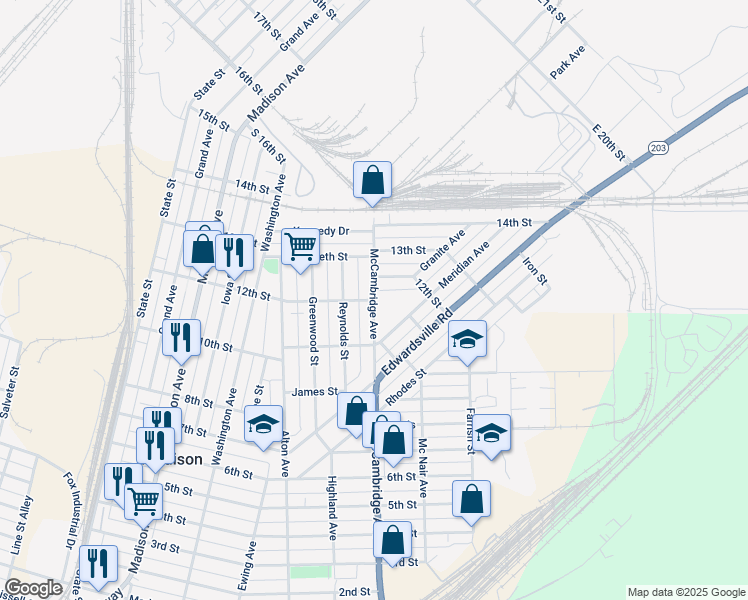 map of restaurants, bars, coffee shops, grocery stores, and more near 1101 McCambridge Avenue in Madison
