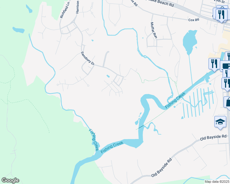 map of restaurants, bars, coffee shops, grocery stores, and more near 2233 Ivy Lane in Chesapeake Beach