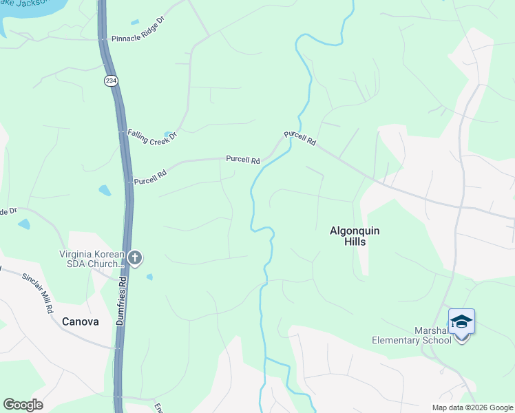 map of restaurants, bars, coffee shops, grocery stores, and more near 7028 Gray Fox Trail in Manassas