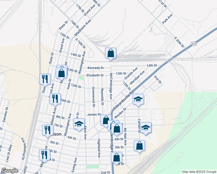 map of restaurants, bars, coffee shops, grocery stores, and more near 1101 McCambridge Avenue in Madison
