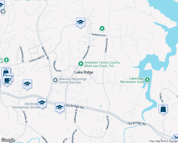 map of restaurants, bars, coffee shops, grocery stores, and more near 2835 Chablis Circle in Woodbridge
