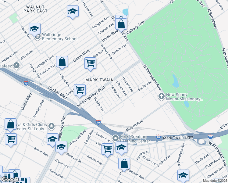 map of restaurants, bars, coffee shops, grocery stores, and more near 4948 Leahy Avenue in St. Louis