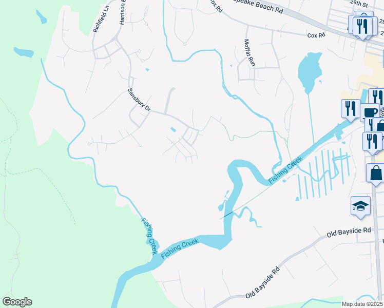 map of restaurants, bars, coffee shops, grocery stores, and more near 2314 Forest Ridge Terrace in Chesapeake Beach