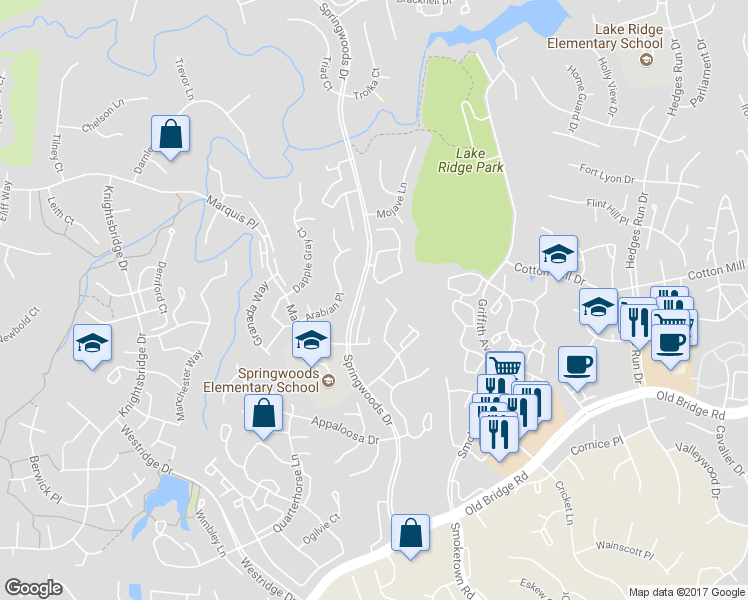 map of restaurants, bars, coffee shops, grocery stores, and more near 12247 Wadsworth Way in Woodbridge