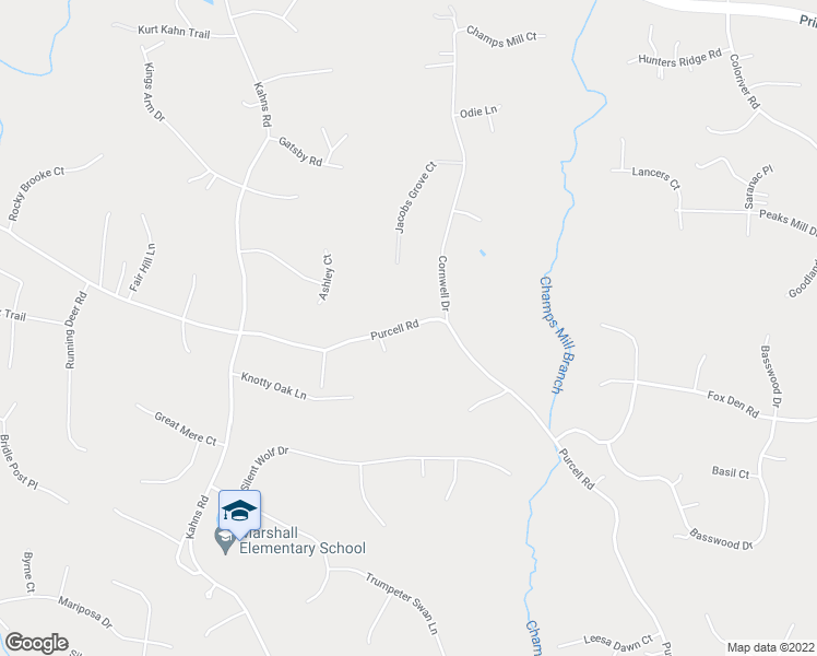 map of restaurants, bars, coffee shops, grocery stores, and more near 12370 Purcell Road in Manassas