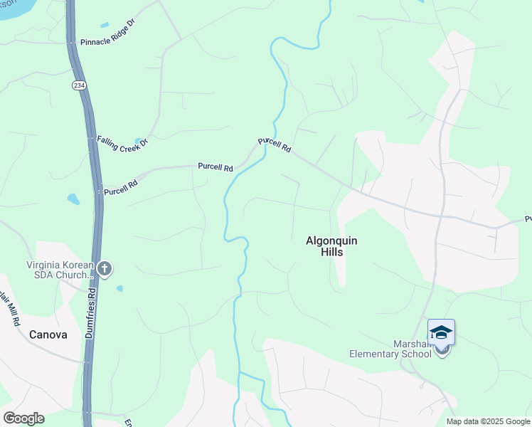 map of restaurants, bars, coffee shops, grocery stores, and more near 7015 Gray Fox Trail in Manassas