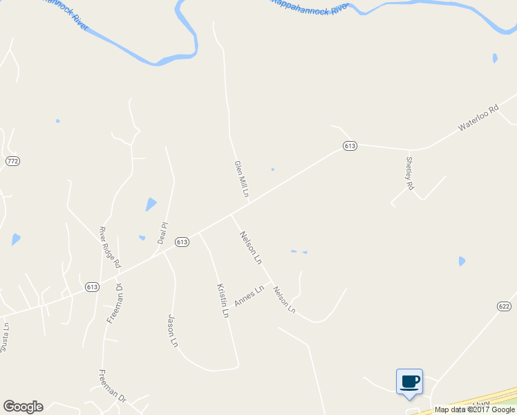 map of restaurants, bars, coffee shops, grocery stores, and more near 17444 Waterloo Road in Amissville