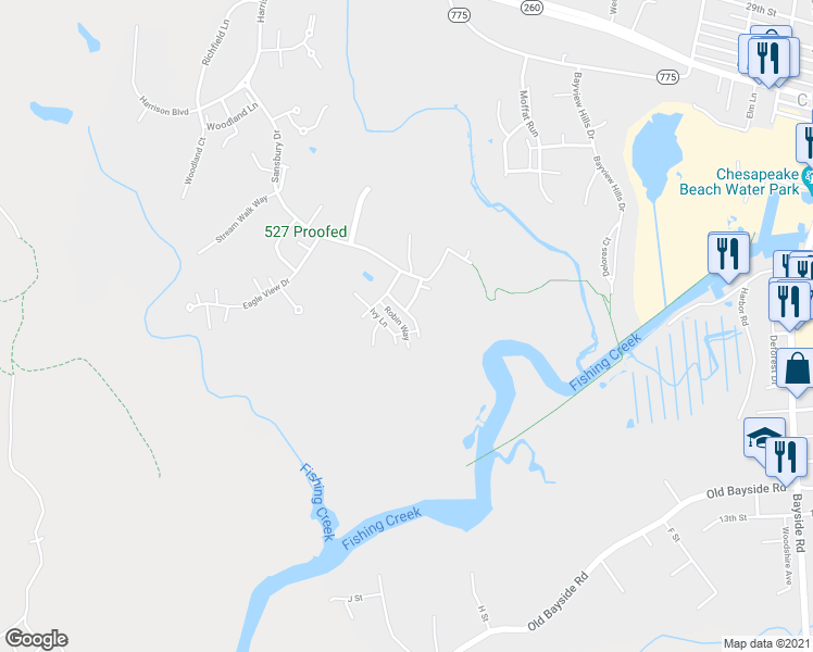 map of restaurants, bars, coffee shops, grocery stores, and more near 2310 Forest Ridge Terrace in Chesapeake Beach