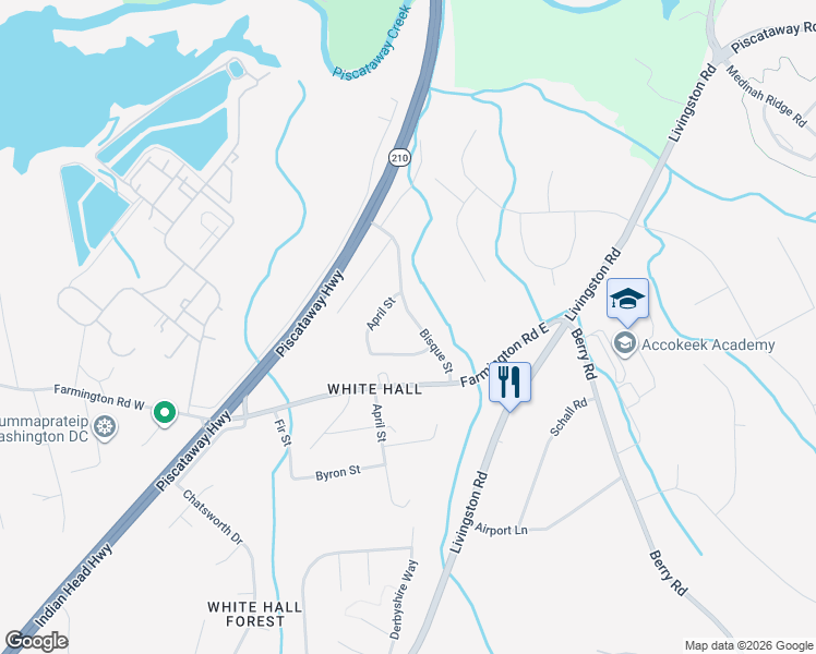 map of restaurants, bars, coffee shops, grocery stores, and more near 14611 Bisque Street in Accokeek