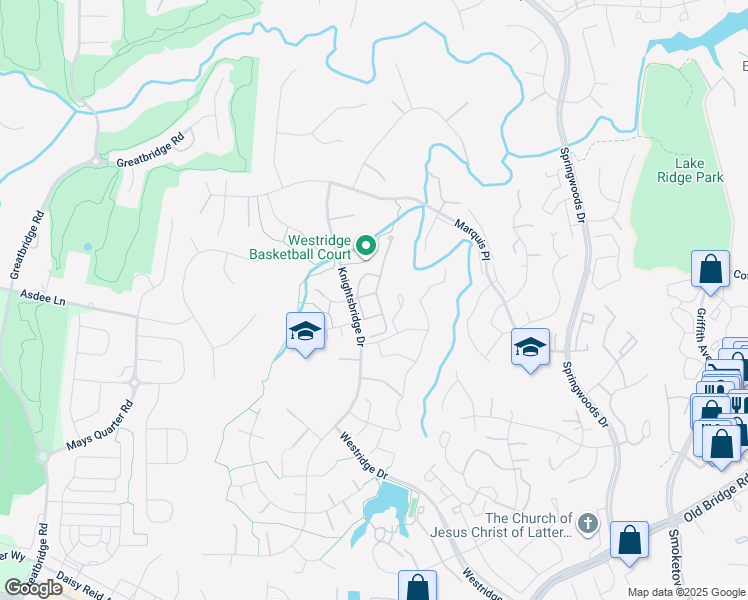 map of restaurants, bars, coffee shops, grocery stores, and more near 12166 Derriford Court in Woodbridge