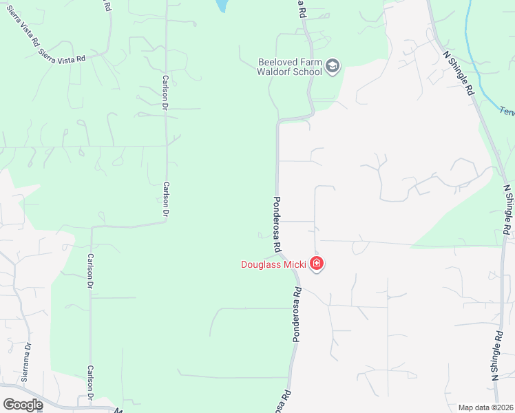map of restaurants, bars, coffee shops, grocery stores, and more near 3170 Ponderosa Road in Shingle Springs