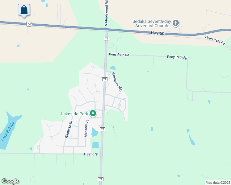 map of restaurants, bars, coffee shops, grocery stores, and more near 101-139 Brooking Park Avenue in Sedalia