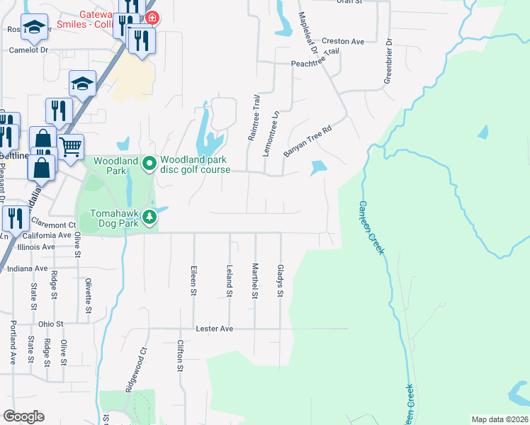 map of restaurants, bars, coffee shops, grocery stores, and more near 7 Driftwood Lane in Collinsville